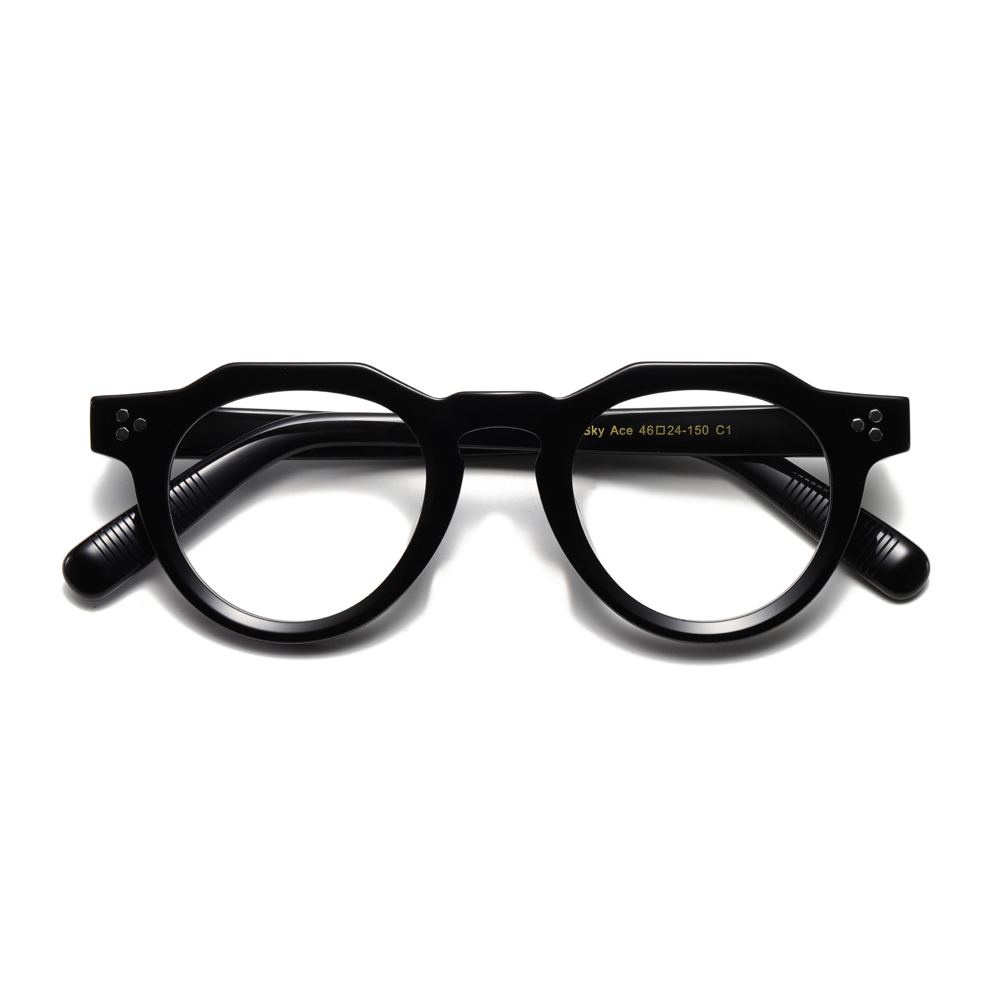 Vintage Round Acetate Optical Eyeglass Frame Unisex, Thick Rim Rivet Prescription Glasses Frame Factory Wholesale Custom Logo