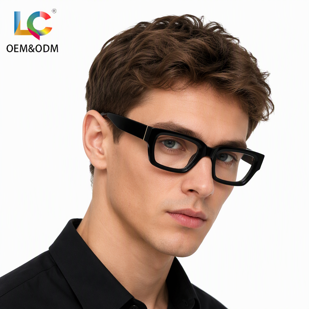Best Selling Handmade Acetate Blue Light Blocking Glasses Classic Square Montura Optica For Computer Work Men Women Factory