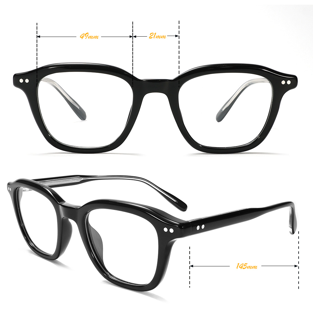 Monturas Opticas Acetato Vintage Retro Rivet Acetate Optical Glasses Black Classic Acetate Eyeglasses Unisex for Men and Women