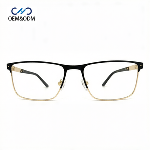 25JJH110 Unisex Business Metal Eyeglasses Frame Rectangle Stainless Sheet Temple Spring Hinge Custom Logo Metal Optical Frames