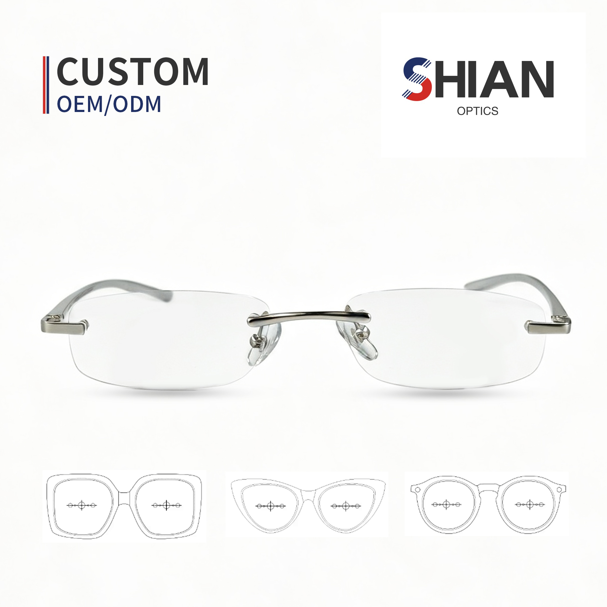 Vintage Retro Square Frameless Lightweight Unisex Reading Glasses with PC Lenses