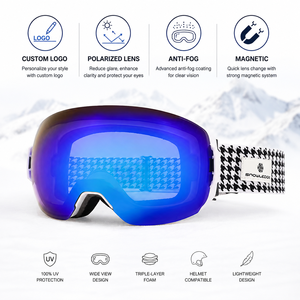 HUBO 29 Polarized Laser Ski Goggles OTG Anti-Fog Prescription Snowboard Sports Eyewear for Glare and Tree Skiing