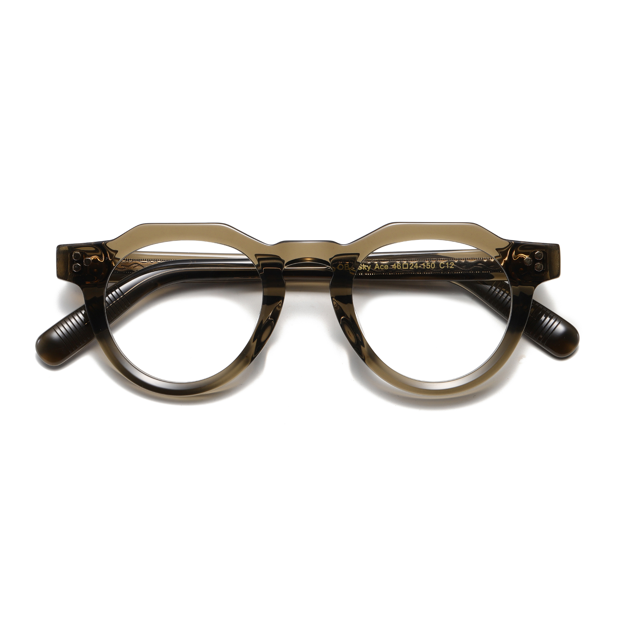 Vintage Round Acetate Optical Eyeglass Frame Unisex, Thick Rim Rivet Prescription Glasses Frame Factory Wholesale Custom Logo
