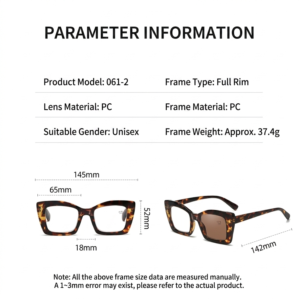 Wholesale Women's Photochromic Reading Square Prescription Sunglasses UV400 Full Rim Lightweight Comfortable Fashion Color