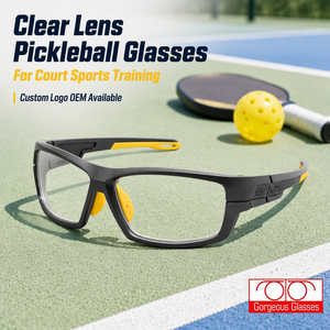 Clear Lens Pickleball Glasses Court Training Sports Eyewear Photochromic Option Custom Logo OEM For Clubs