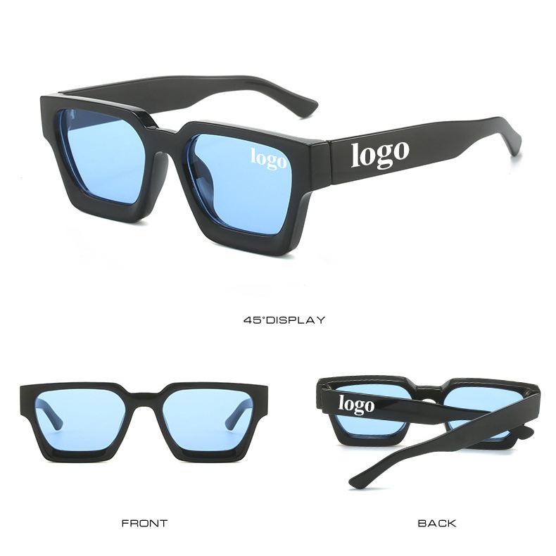 2026 Thick Black High Quality Men's Oem Sunglasses Manufacturer Logo Custom Men Uv400 Fashion Square Sunglasses Women