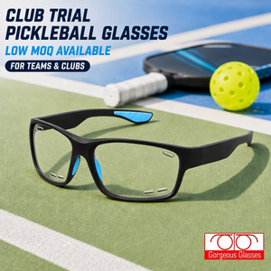 Club Trial Pickleball Glasses Clear Photochromic Lens Sports Eyewear Low MOQ Custom Logo OEM for Teams
