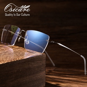 Men Rimless Beta Titanium Anti Blue Light Glasses