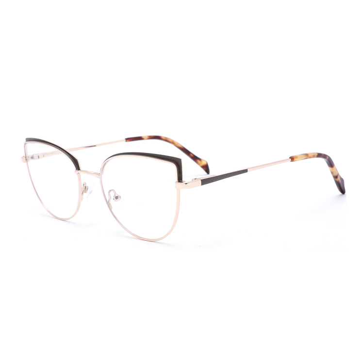 New High Quality Double Colors Women Round Metal Optical Frames Stainless Steel Glasses OEM Brand Wholesale CN ZHE YJ0124
