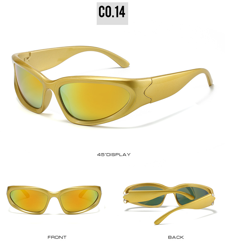 VIFF XY20896 Aliens Wrap Around Shades Futuristic Oval Trendy Eyewear Y2K Sun Glasses Sunglasses for Women Men
