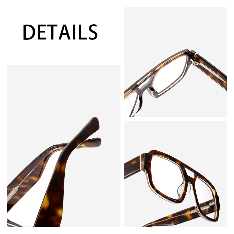 Hot Sales Acetate Frame Optical Glasses Anti-Blue Light Square Double Bridge Eyewear For Reading Office Daily Men Women Factory