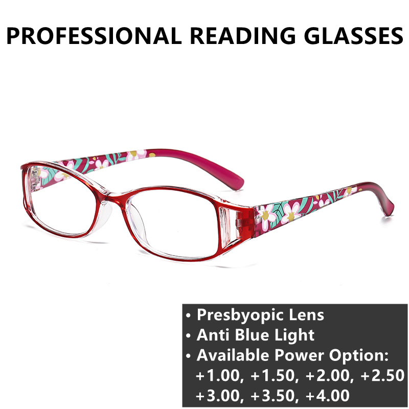 Ready Reading Glasses Blue Light Farsighted 200 250 Lunettes De Lecture Ladies Women Rectangle Small Pc