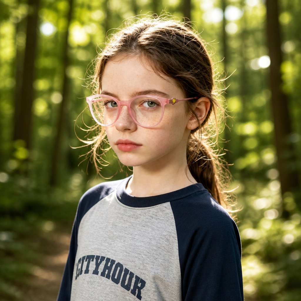 Retro Children's Round Optical Glasses Frames Model 03001 Kids Jelly Pink Purple Blue Black Eyeglasses with Yellow Flower Decor