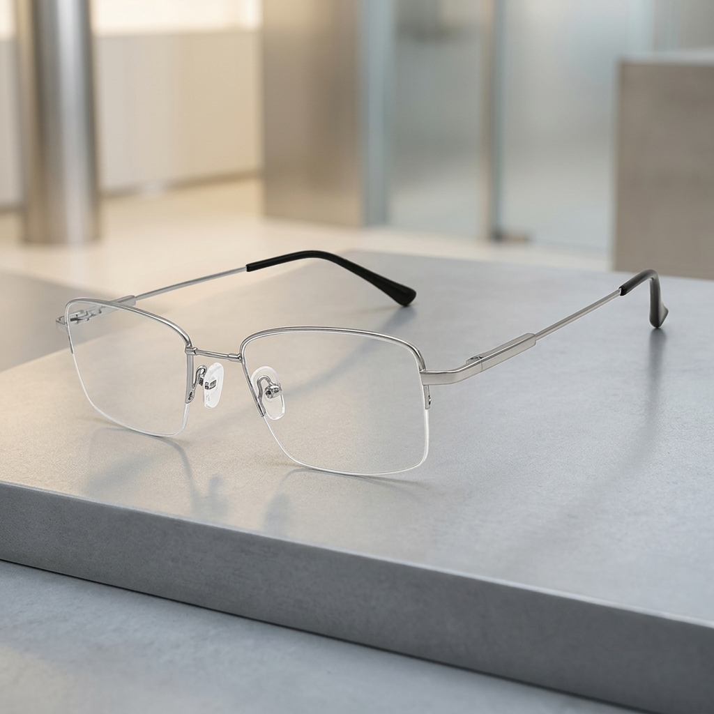New Material High-quality Ultra-light Memory Titanium Business-style Unisex Casual Comfortable Metal Semi-frame Glasses Adults