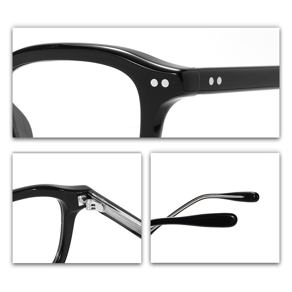 Monturas Opticas Acetato Vintage Retro Rivet Acetate Optical Glasses Black Classic Acetate Eyeglasses Unisex for Men and Women