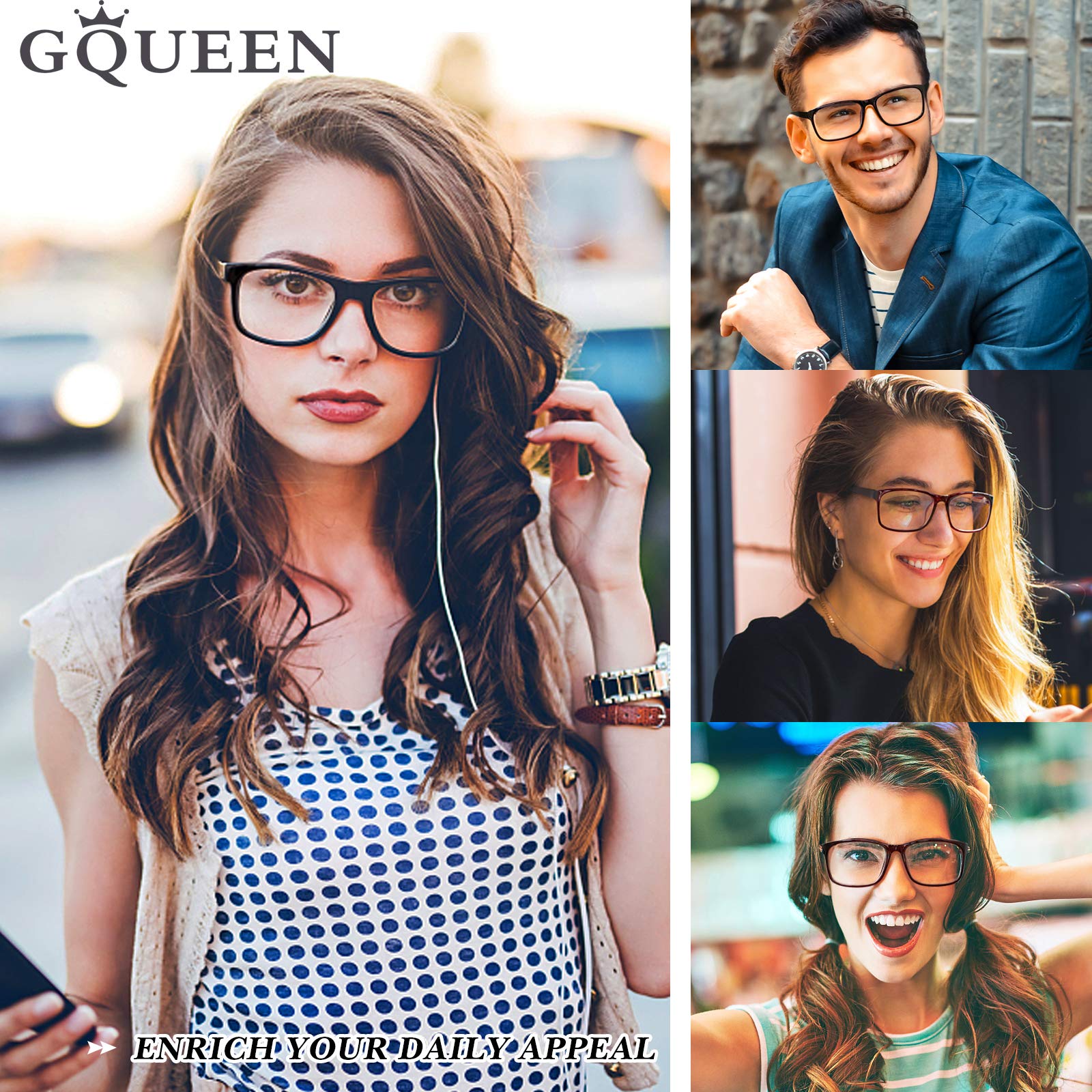 Ready-to-Use Matt Black Acetate Rectangular Men's Eyeglasses Frame Pilot Blue Light Anti-Blue Striped Print Light Weight Squared