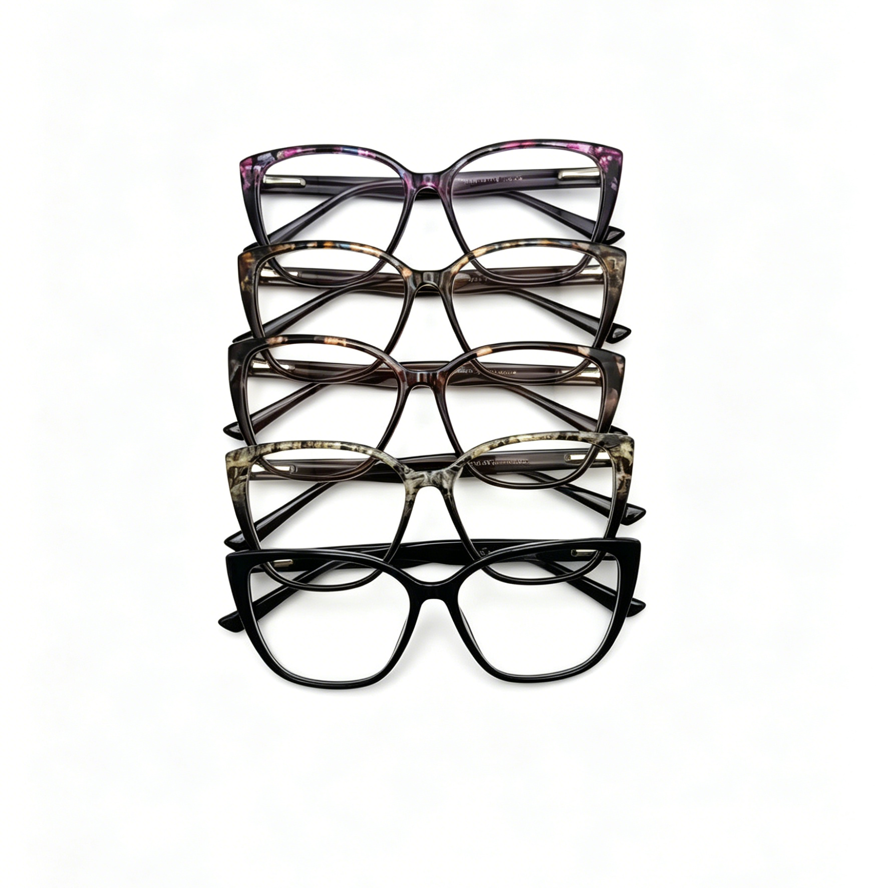 Elegant PC Eyeglasses Frame for Adults Soft Cat Eye Eyewear Colorful Browline Clear Lens Prescription Optical Spectacles