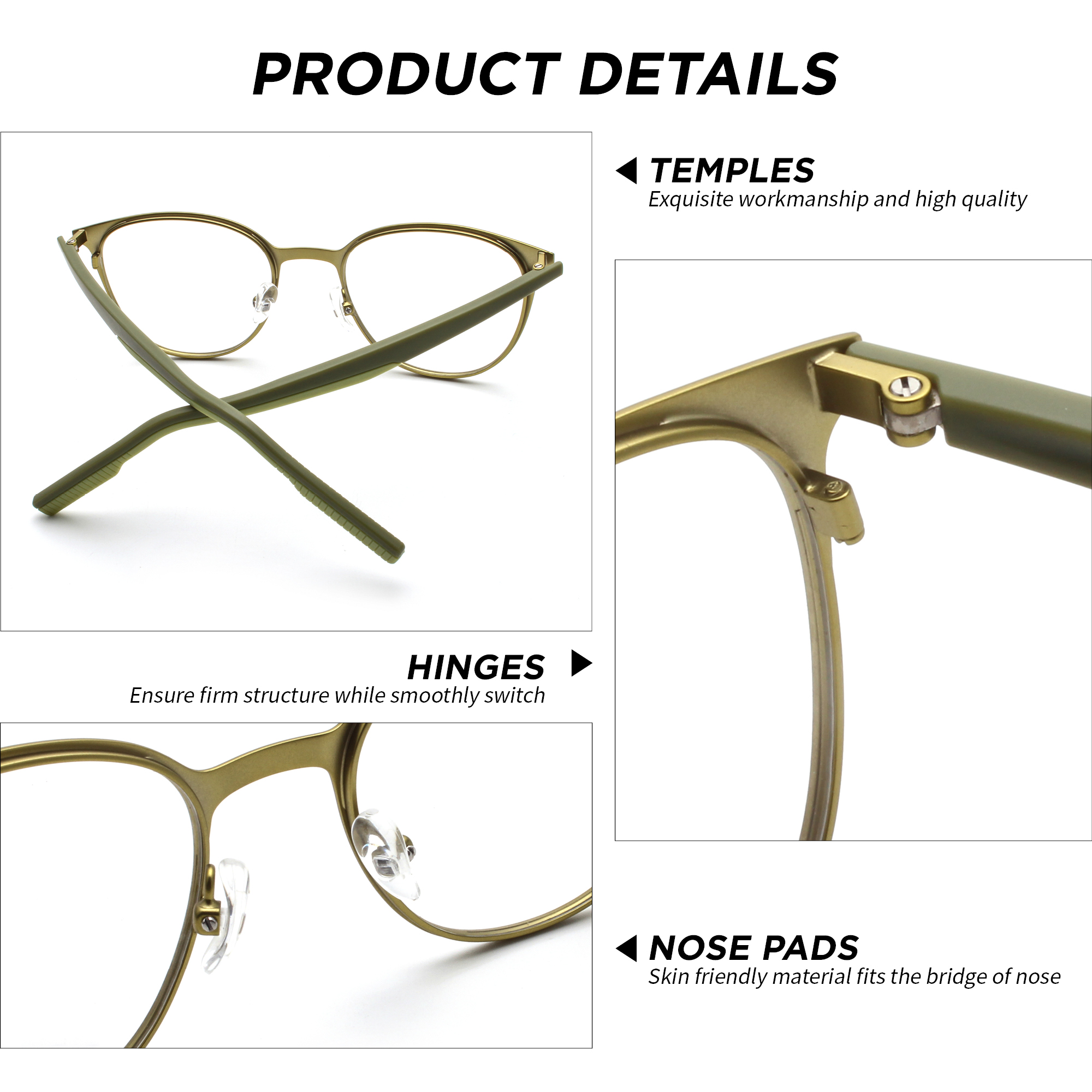 OEM Custom Stainless Steel Frame Foot Wire Lightweight Women Men Eyeglasses Business Style Eyewear Wholesale Optical Glasses