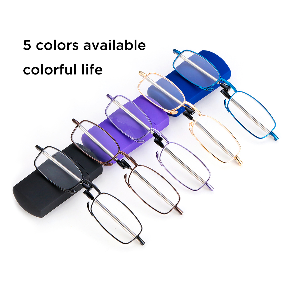 Vintage Progressive Free Cases Small Portable Metal Foldable Compact Mini Ses Women Men Unisex Folding Reading Retro Glasses