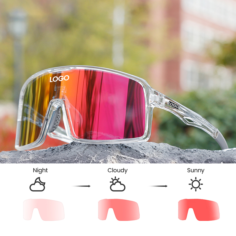 Custom LOGO Photochromic Running Glasses Manufacturer New Men's Women Cycling Sunglasses UV400 Bike Sports Glasses