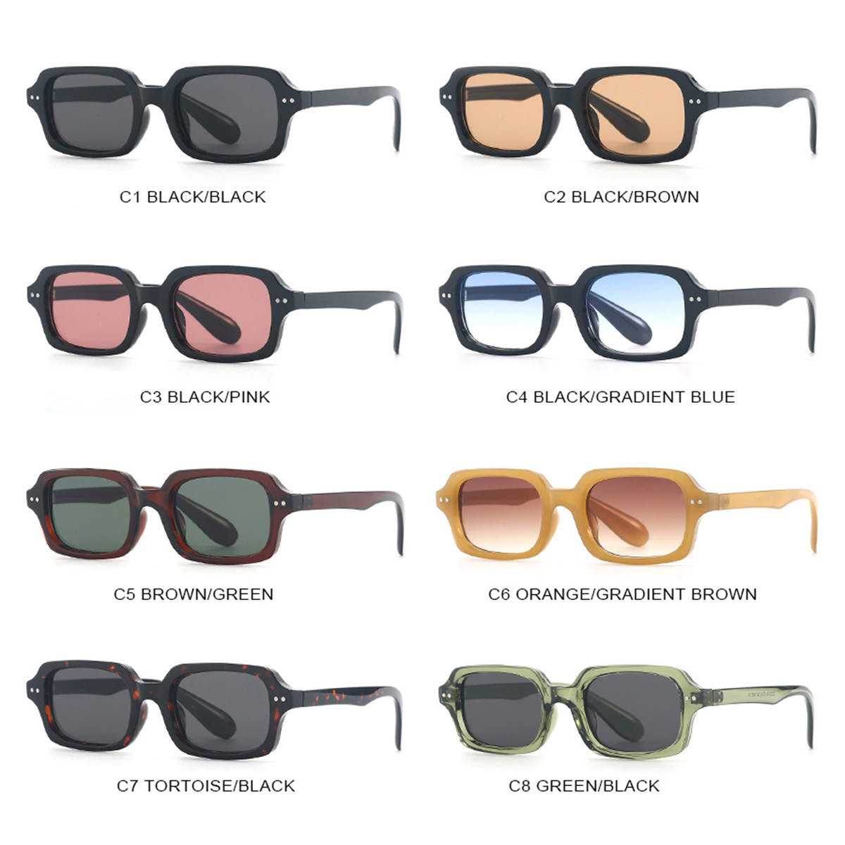 OEM Manufacturer White Label Sunglasses Custom Logo Small Square Frame Eyeglasses Fashion Vintage Sun Glasses for Men Women