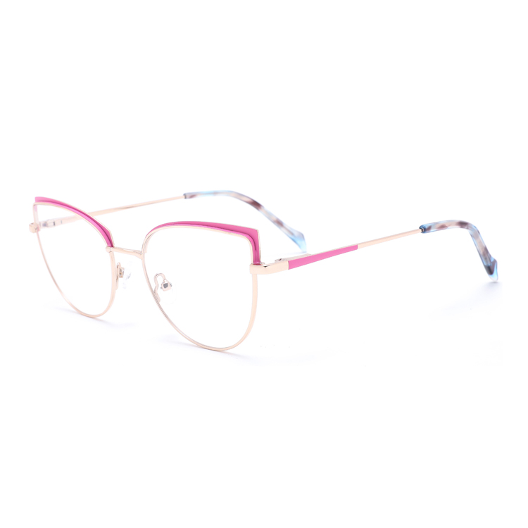 New High Quality Double Colors Women Round Metal Optical Frames Stainless Steel Glasses OEM Brand Wholesale CN ZHE YJ0124
