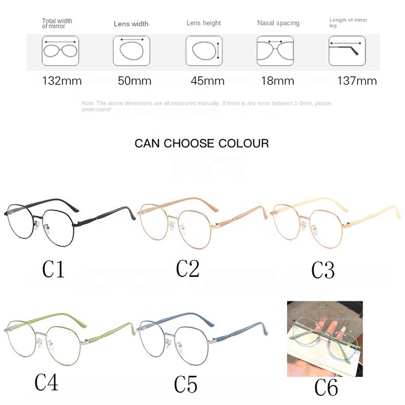 High Quality Metal Frame Round Anti-radiation Blue Light Optical Glasses for Men and Women Luxury Fashion Myopia Glasses Frame