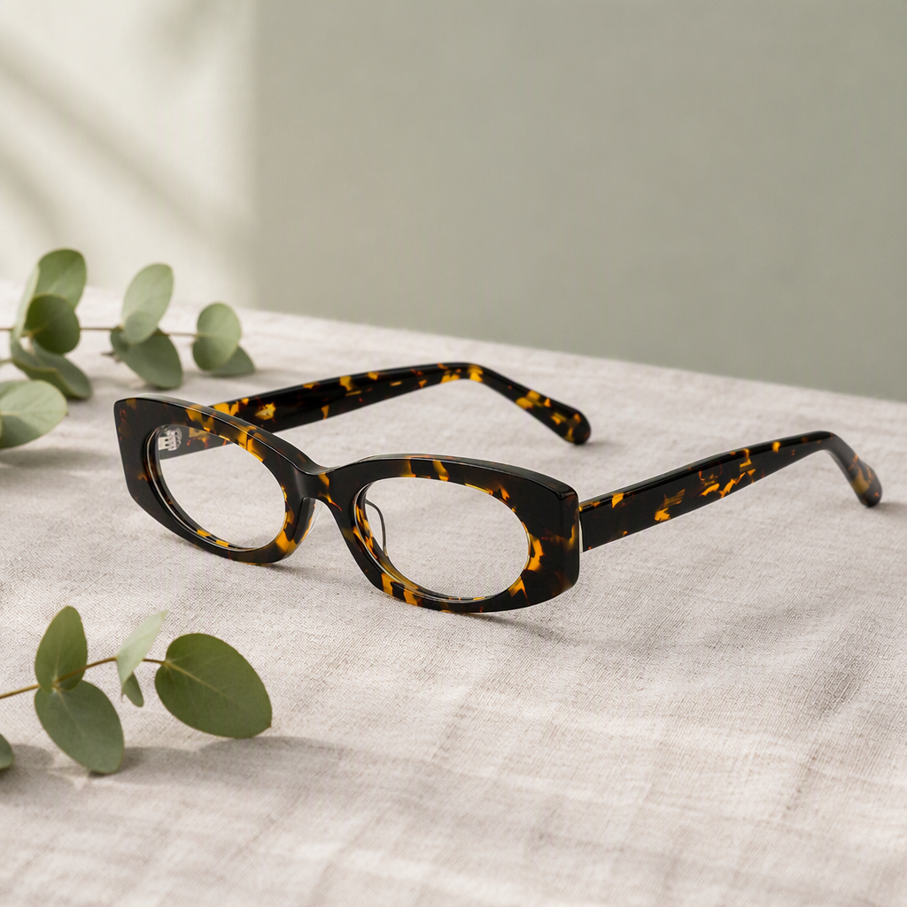 Premium Handmade Small Narrow Acetate Optical Glasses Blue Light Blocking Lightweight For Computer Work Office Leisure Women