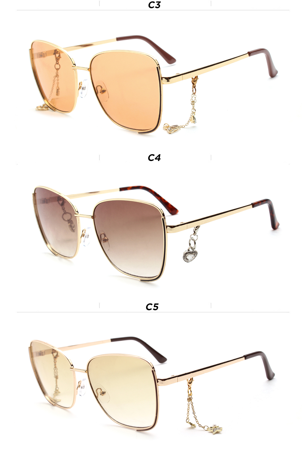 Famous Brands Custom logo Designer Manufacturer Women Fashion Premium Wholesale Luxury Packaging 2026 Sunglasses with Pendant