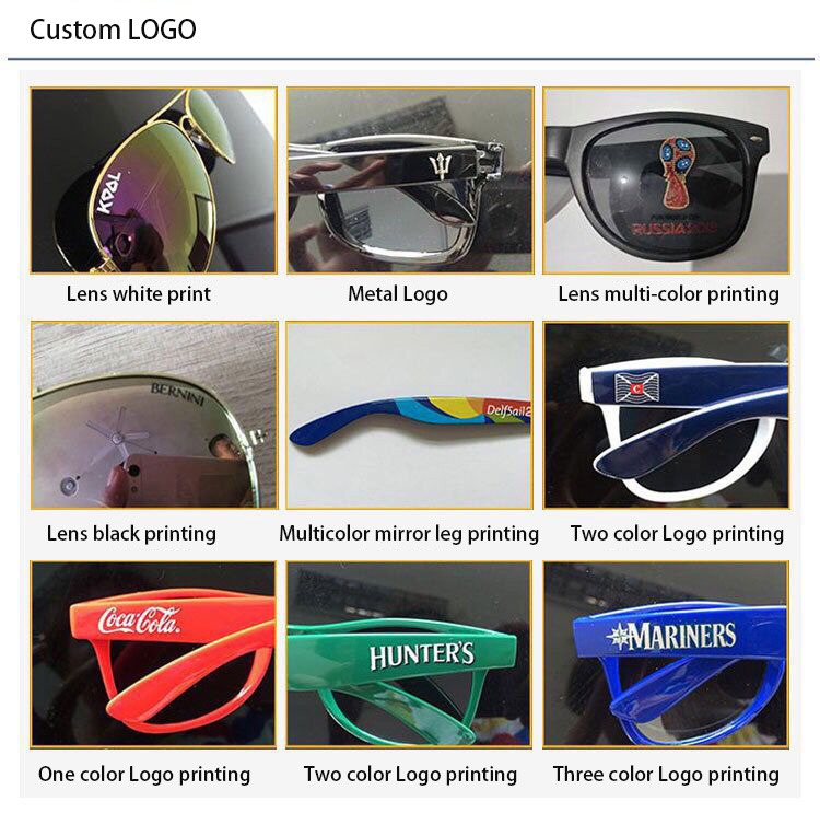 Wholesale Bulk Promotional Men Women Pc Frame Pc Lens Customer Custom Print logo Shades Sun Glasses Custom Sunglasses with logo