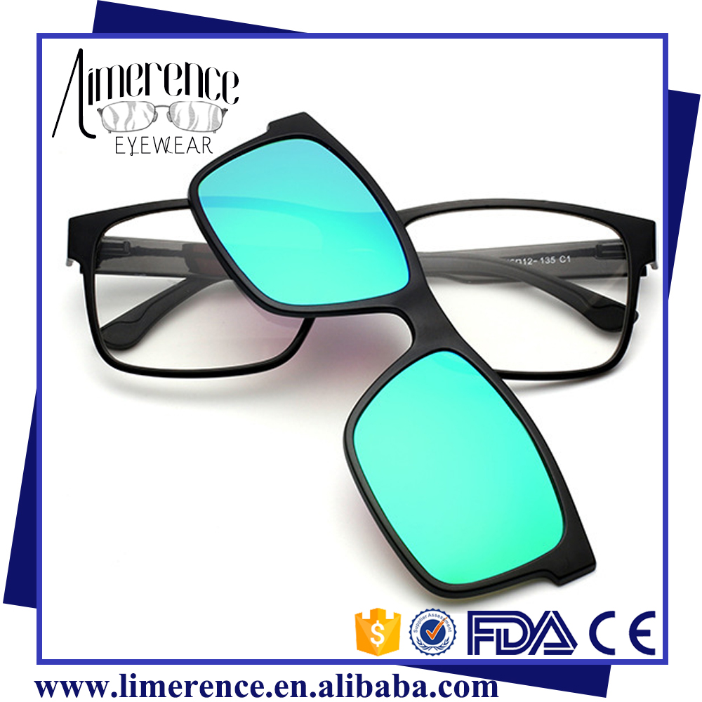 Best Quality TR90 Ultem Glasses Clip-on Glasses Frame Polarized Sun Glasses Magnet Sunglasses with Magnetic Clip on Glalasses
