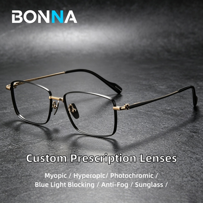 Retro Square Titanium Metal Eyeglasses Frames Vintage Business Optical Spectacles 81014 Men Women Wholesale Prescription Eyewear