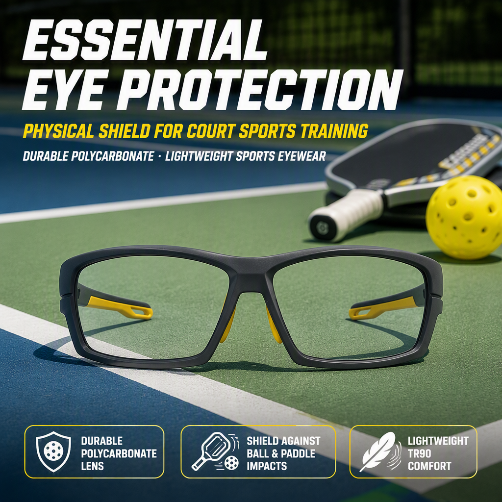 Clear Lens Pickleball Glasses Court Training Sports Eyewear Photochromic Option Custom Logo OEM For Clubs