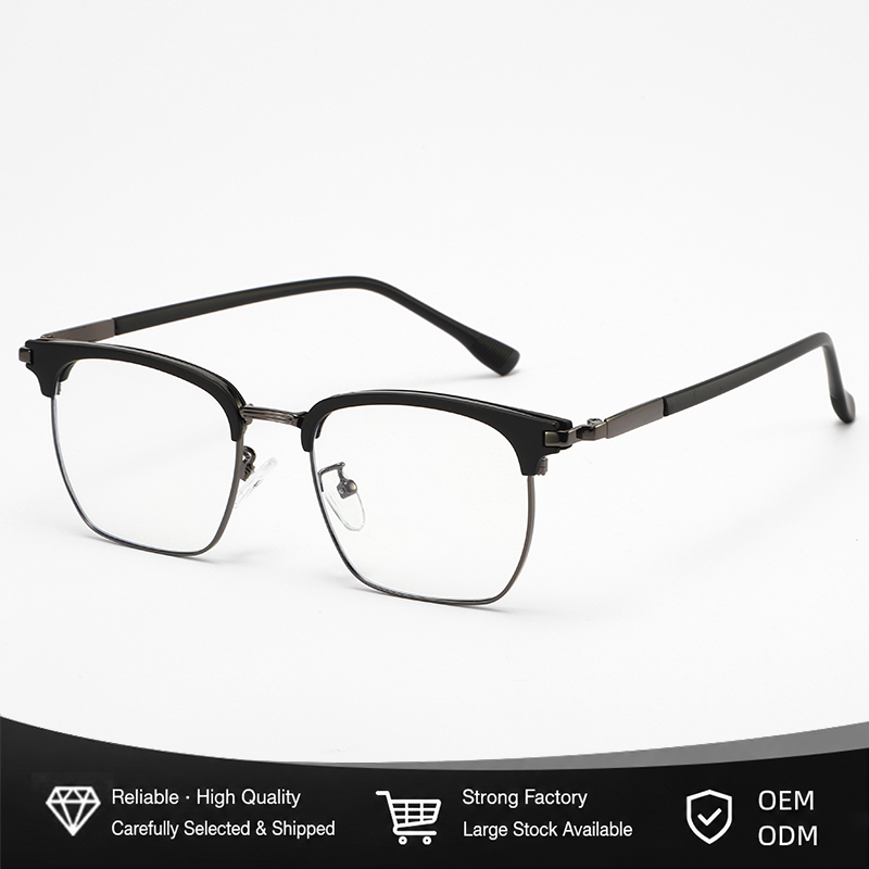 Metal Rim Browline Eyeglasses Women Men Oversized Frame Extended Temples Blue Light Blocking UV400 Wholesale