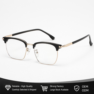 Metal Rim Browline Eyeglasses Women Men Oversized Frame Extended Temples Blue Light Blocking UV400 Wholesale