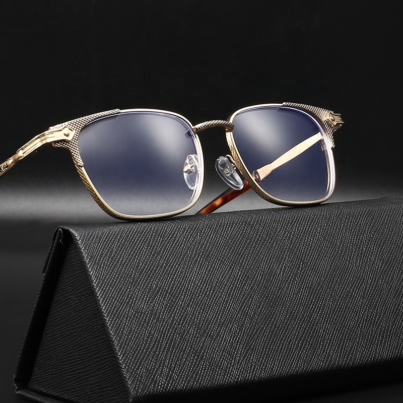 High Quality Gold Frame Progressive Multifocal Reading Glasses Fashion Anti-Blue Light for Men Women Business Reading Optics
