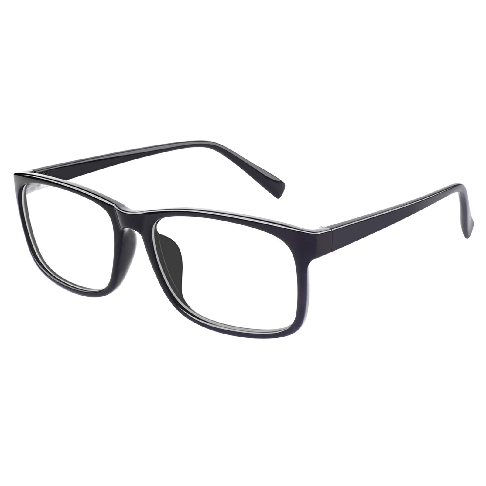 Ready-to-Use Matt Black Acetate Rectangular Men's Eyeglasses Frame Pilot Blue Light Anti-Blue Striped Print Light Weight Squared