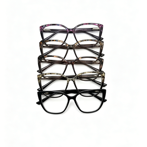 Elegant PC Eyeglasses Frame for Adults Soft Cat Eye Eyewear Colorful Browline Clear Lens