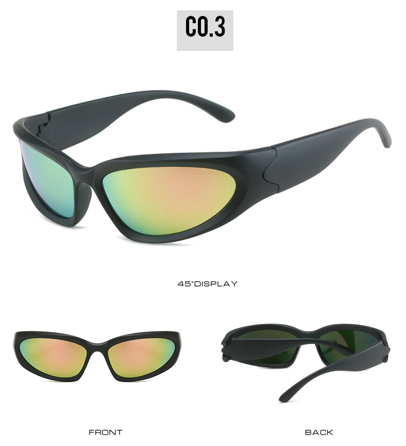 VIFF XY20896 Aliens Wrap Around Shades Futuristic Oval Trendy Eyewear Y2K Sun Glasses Sunglasses for Women Men