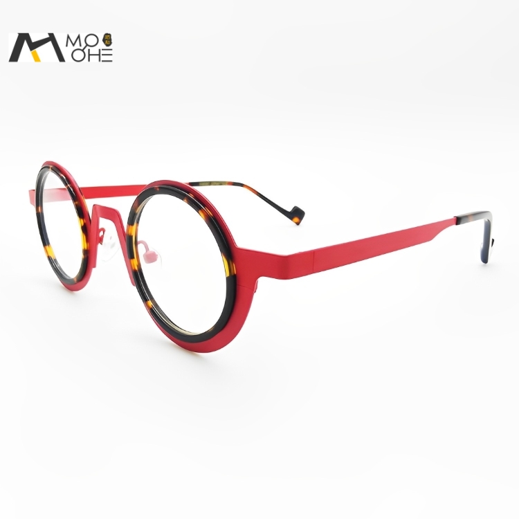 Vintage New Fashion Pure Titanium &amp; Acetate Optical Eyewear for Women Cute Myopia Reading Progressive Prescription Glasses Frame