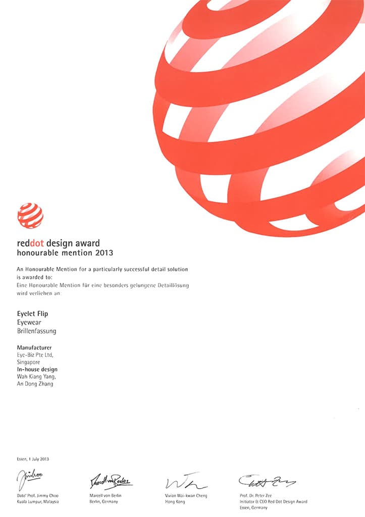 Red Dot Design Award for Eyelet Flip