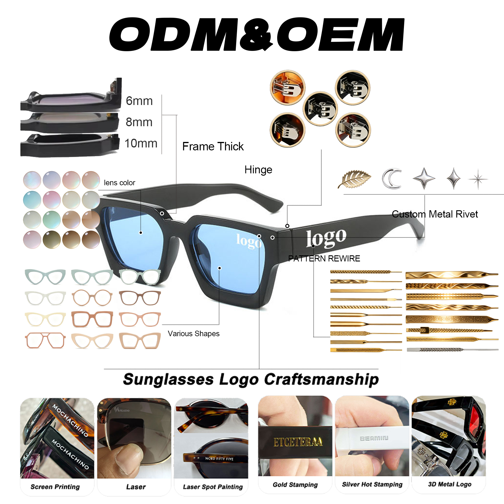 2026 Thick Black High Quality Men's Oem Sunglasses Manufacturer Logo Custom Men Uv400 Fashion Square Sunglasses Women