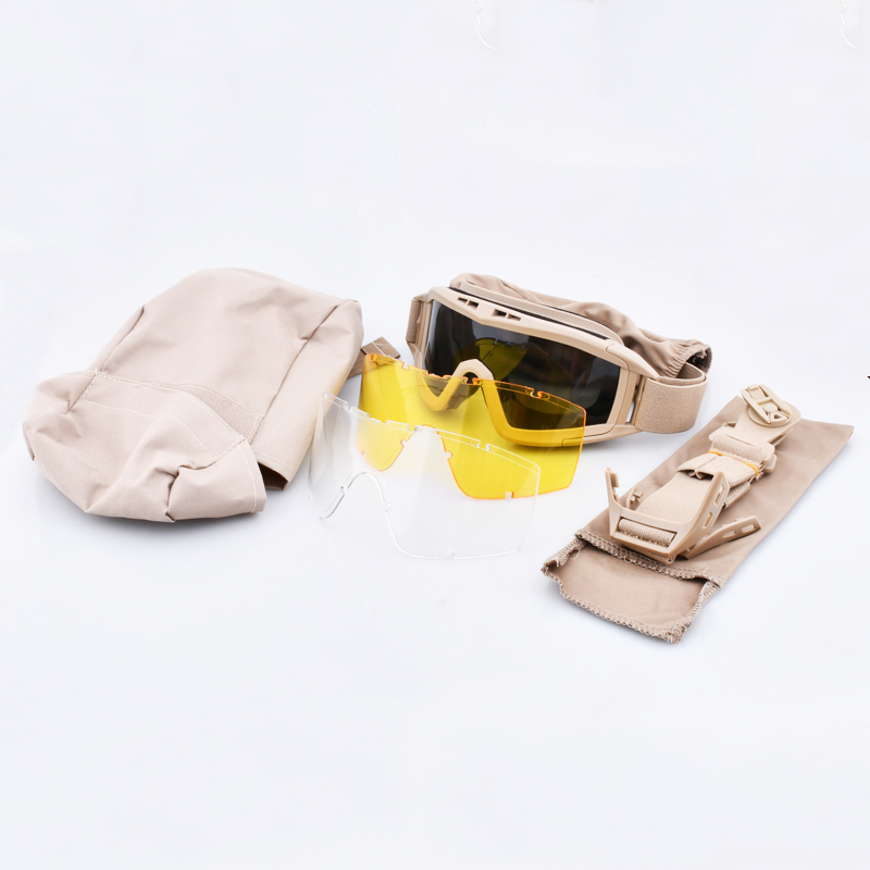 In Stock Wholesale Shooting Google EN166 Shooting Googles 3 Lens Tactical Glasses Safety Goggles Tactical Glasses