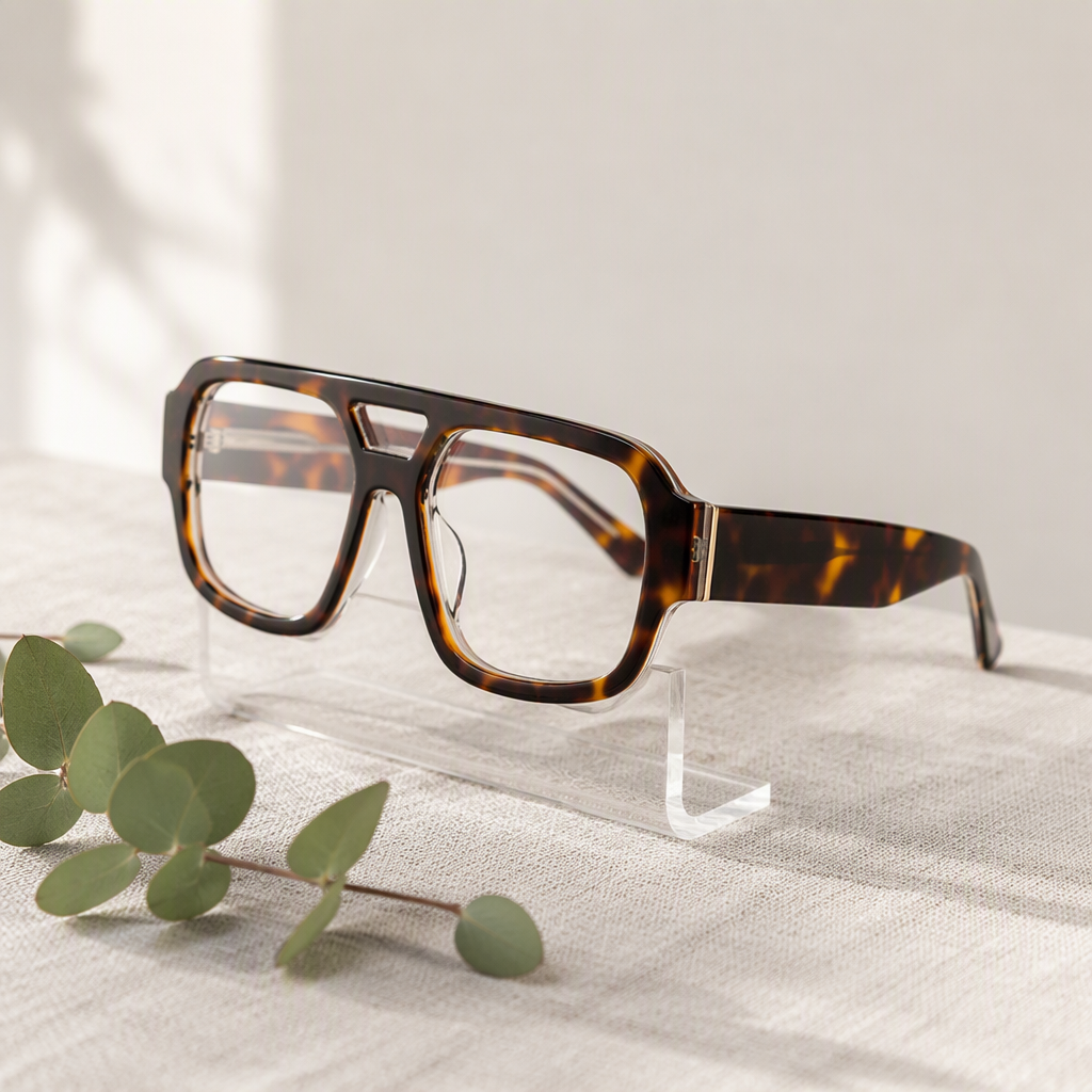 Hot Sales Acetate Frame Optical Glasses Anti-Blue Light Square Double Bridge Eyewear For Reading Office Daily Men Women Factory