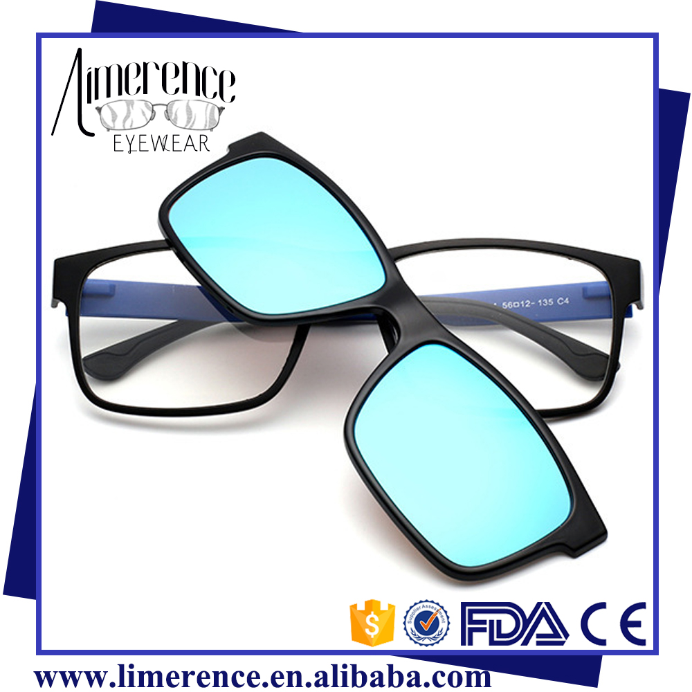 Best Quality TR90 Ultem Glasses Clip-on Glasses Frame Polarized Sun Glasses Magnet Sunglasses with Magnetic Clip on Glalasses