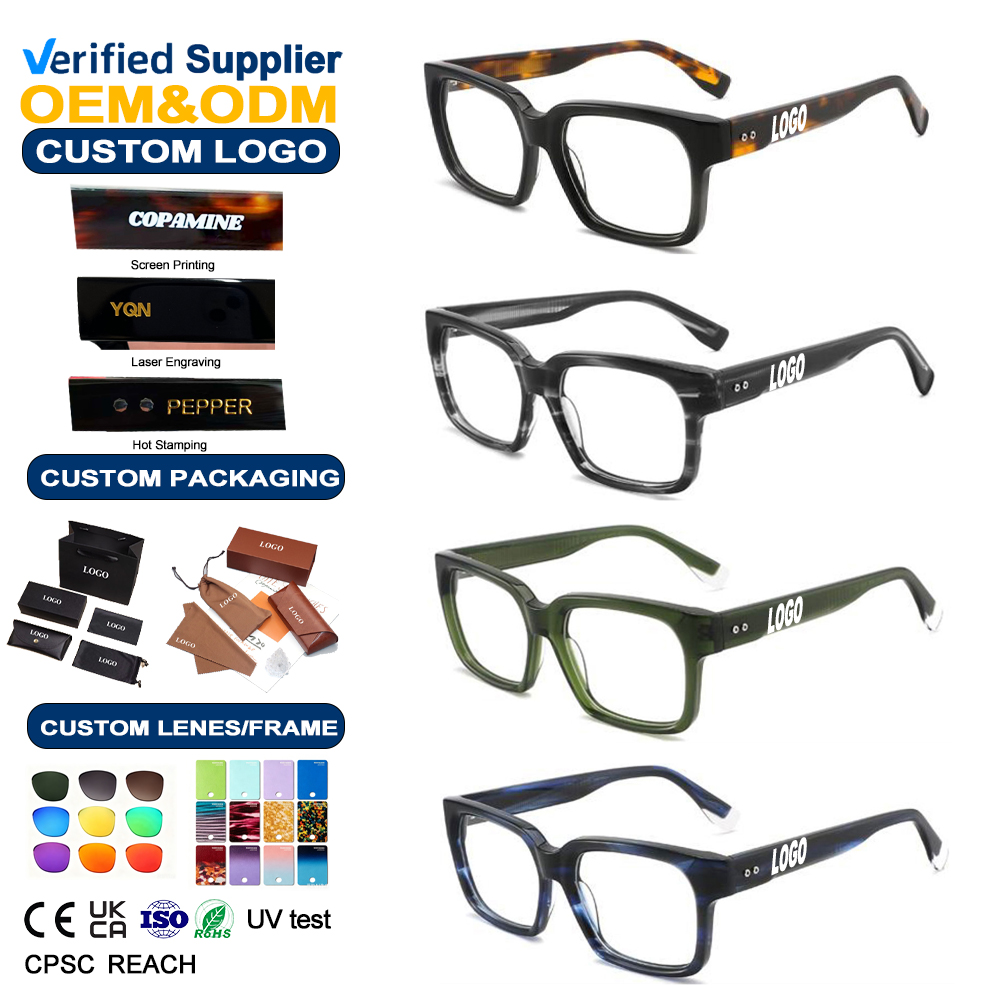 Luxury Thick Acetate Custom Optical Frame Unisex Anti Blue Light Glasses High-End Luxury Acetate Eyewear Frame Manufacturer Oem