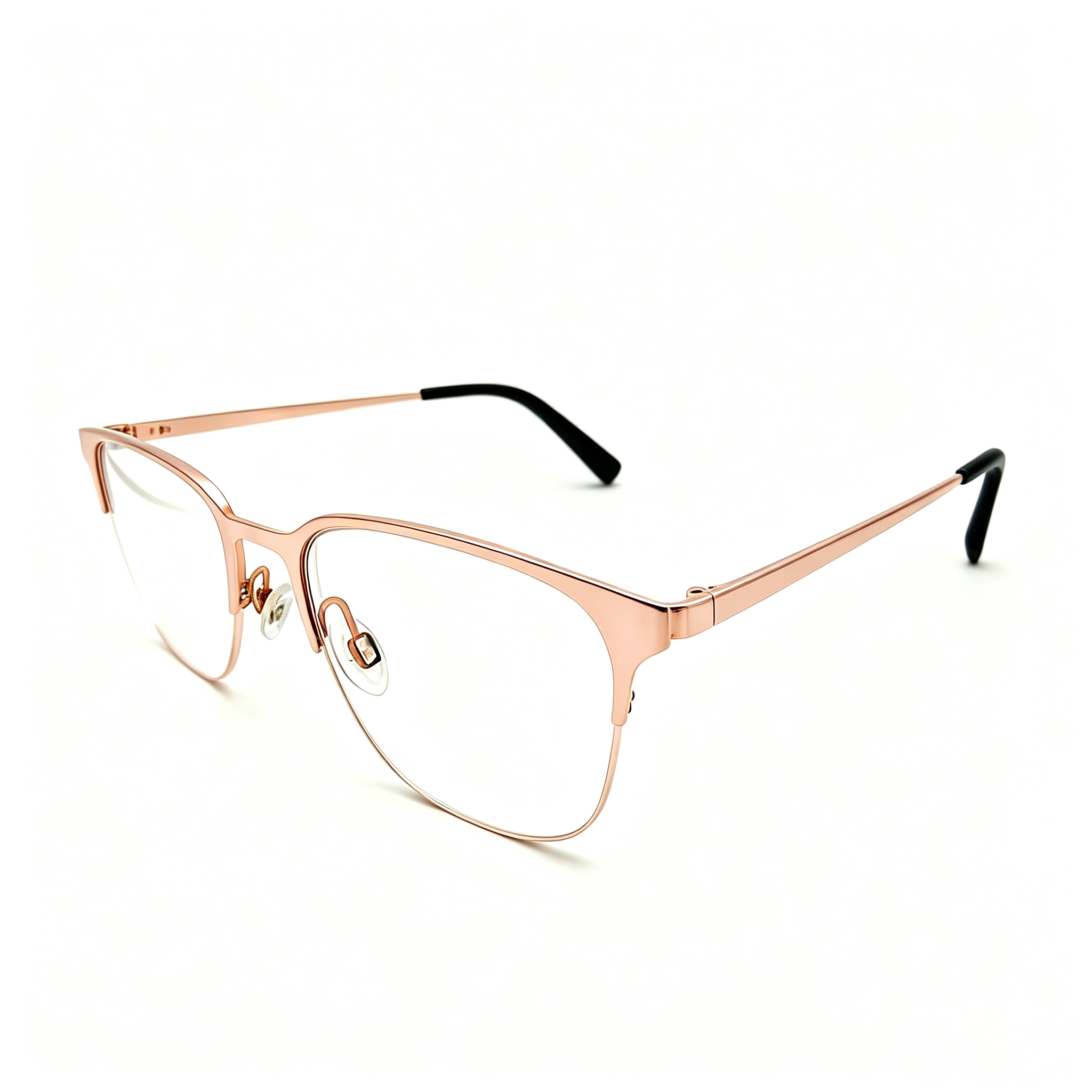 631333 Half Rim Classic Brow Line Metal Optical Eyeglasses Frame Business Metal Spectacles With Acetate Temple Tips OEM ODM