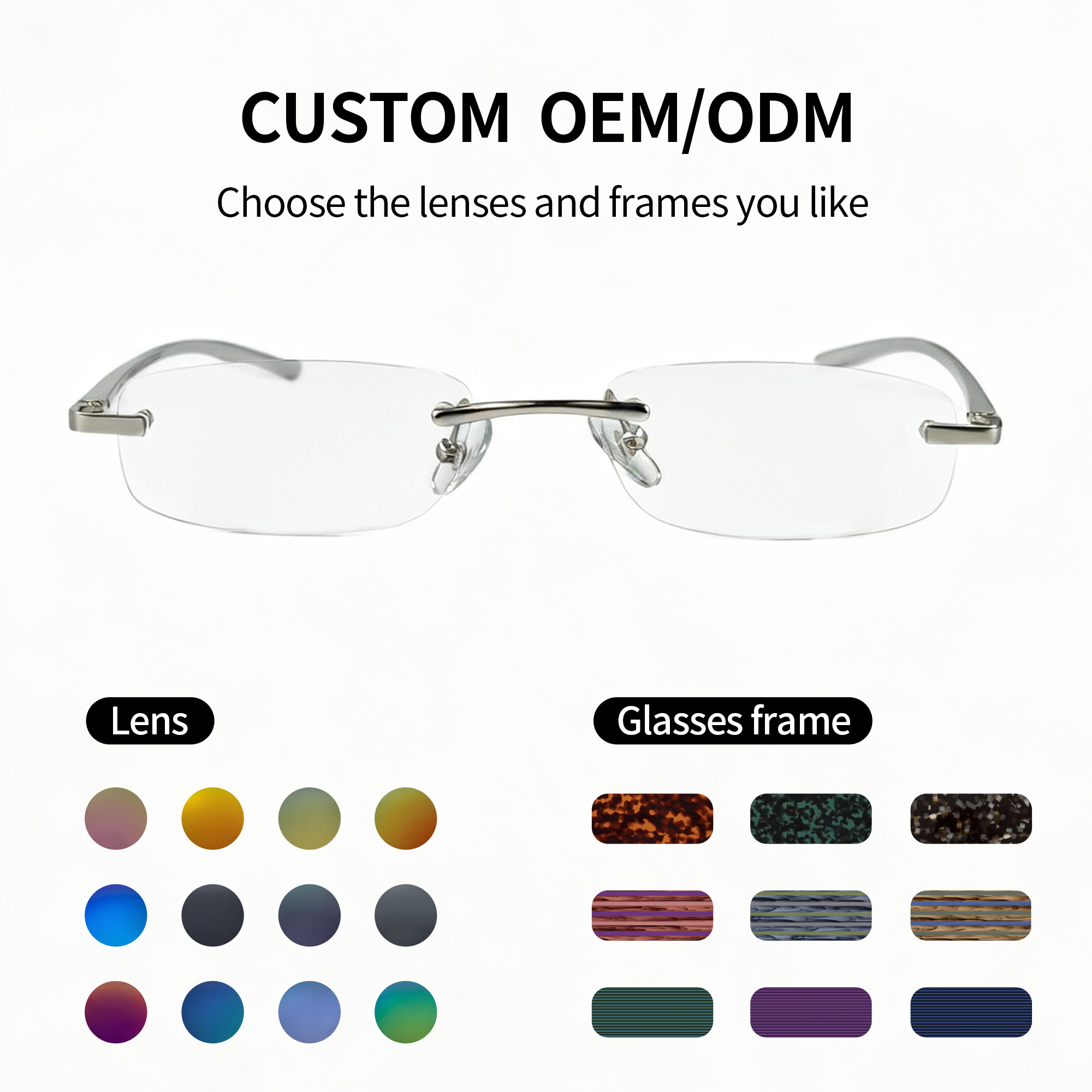 Vintage Retro Square Frameless Lightweight Unisex Reading Glasses with PC Lenses