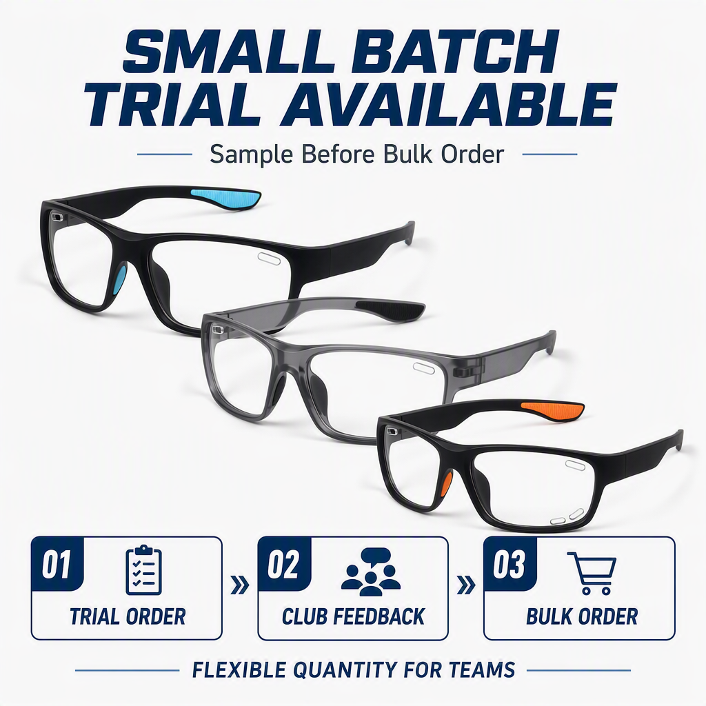 Club Trial Pickleball Glasses Clear Photochromic Lens Sports Eyewear Low MOQ Custom Logo OEM for Teams