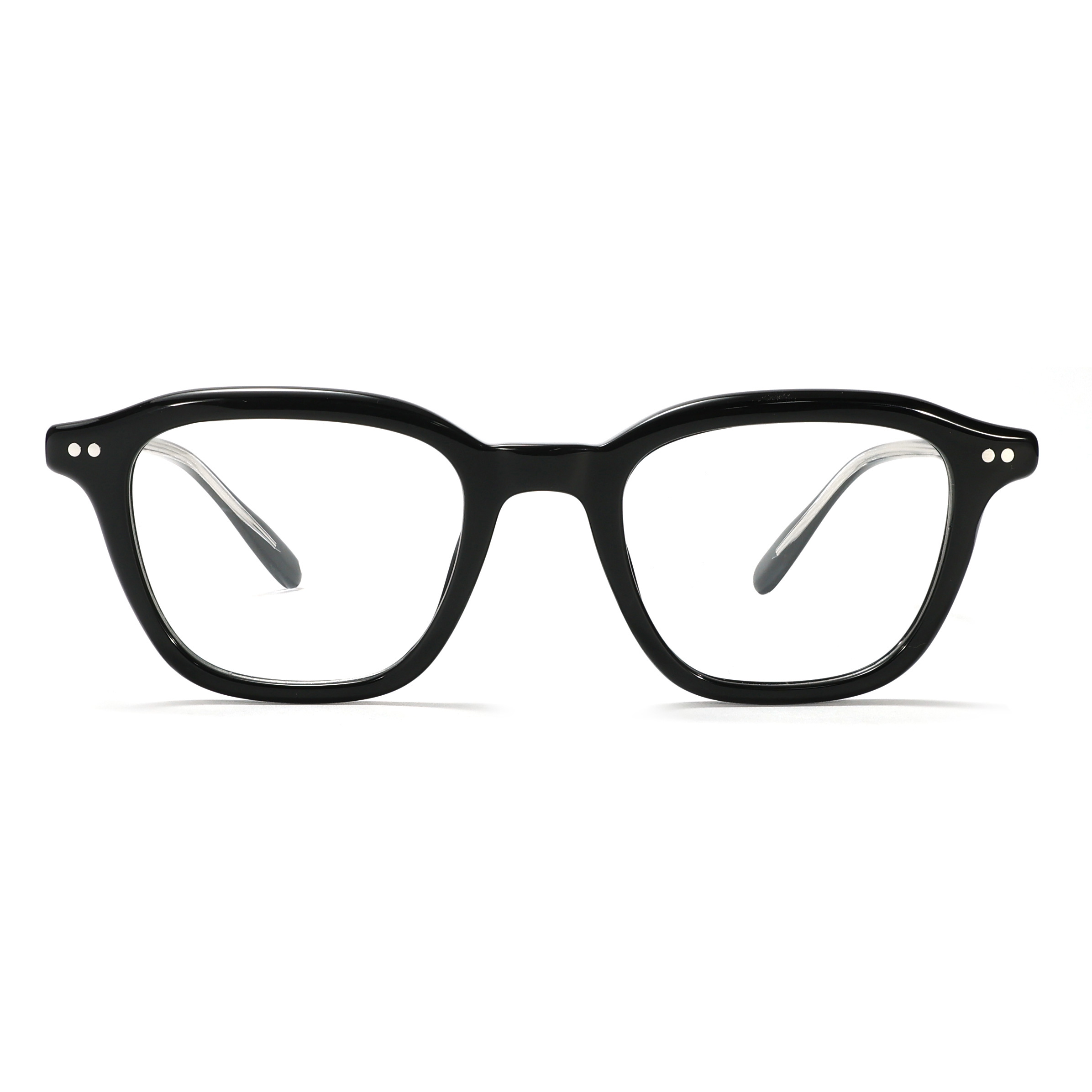 Monturas Opticas Acetato Vintage Retro Rivet Acetate Optical Glasses Black Classic Acetate Eyeglasses Unisex for Men and Women